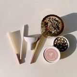 self ceremony smoking kit. herbal cigarettes. kit to make your own joints. kit for herbal cigarettes. grinder. packing kit. biodegradable kit. herbal smoking. herbal blend. self ceremony smoking tools. funnel for packing cones. pre-rolled cones.kit for packing cigarettes. smoke kit. hemp paper.